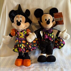 Disney Halloween Mickey & Minnie Mouse Plush. Door Porch Greeters. 22" & 19.5"